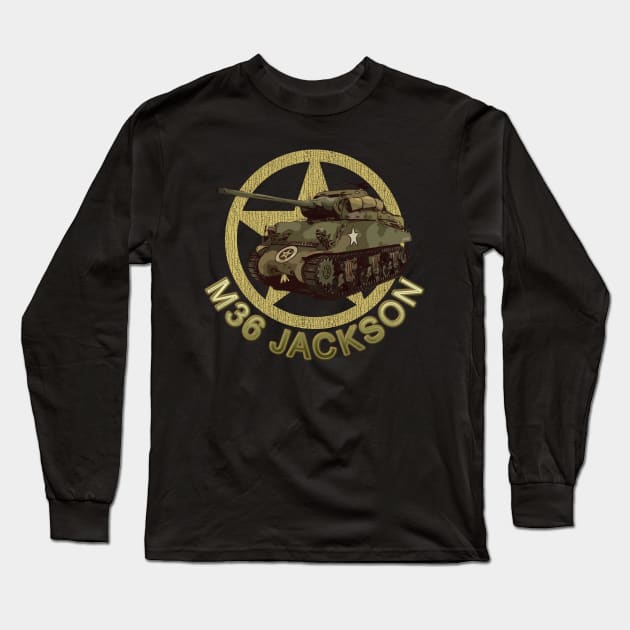 M36 Jackson WW2 American Tank Destroyer Long Sleeve T-Shirt by F&L Design Co.